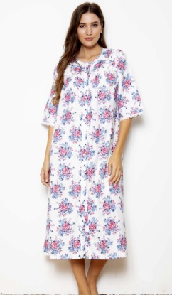 Cottonreal Noels 100% Cotton Sateen Rosebud Button Through Nightdress